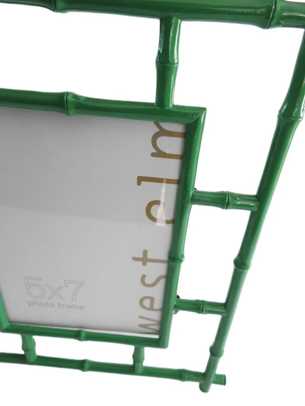 West Elm Emerald Green Faux Bamboo 5x7 Picture Frame Biophilic